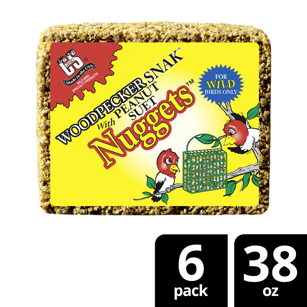 Retail packaging of C&S  Woodpecker Snak with Peanut Suet Nuggets