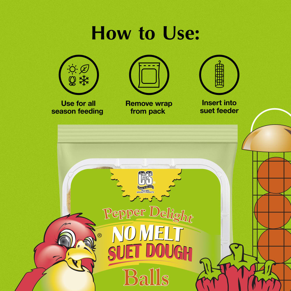 Directions for use for Hot Pepper Delight no melt suet dough balls