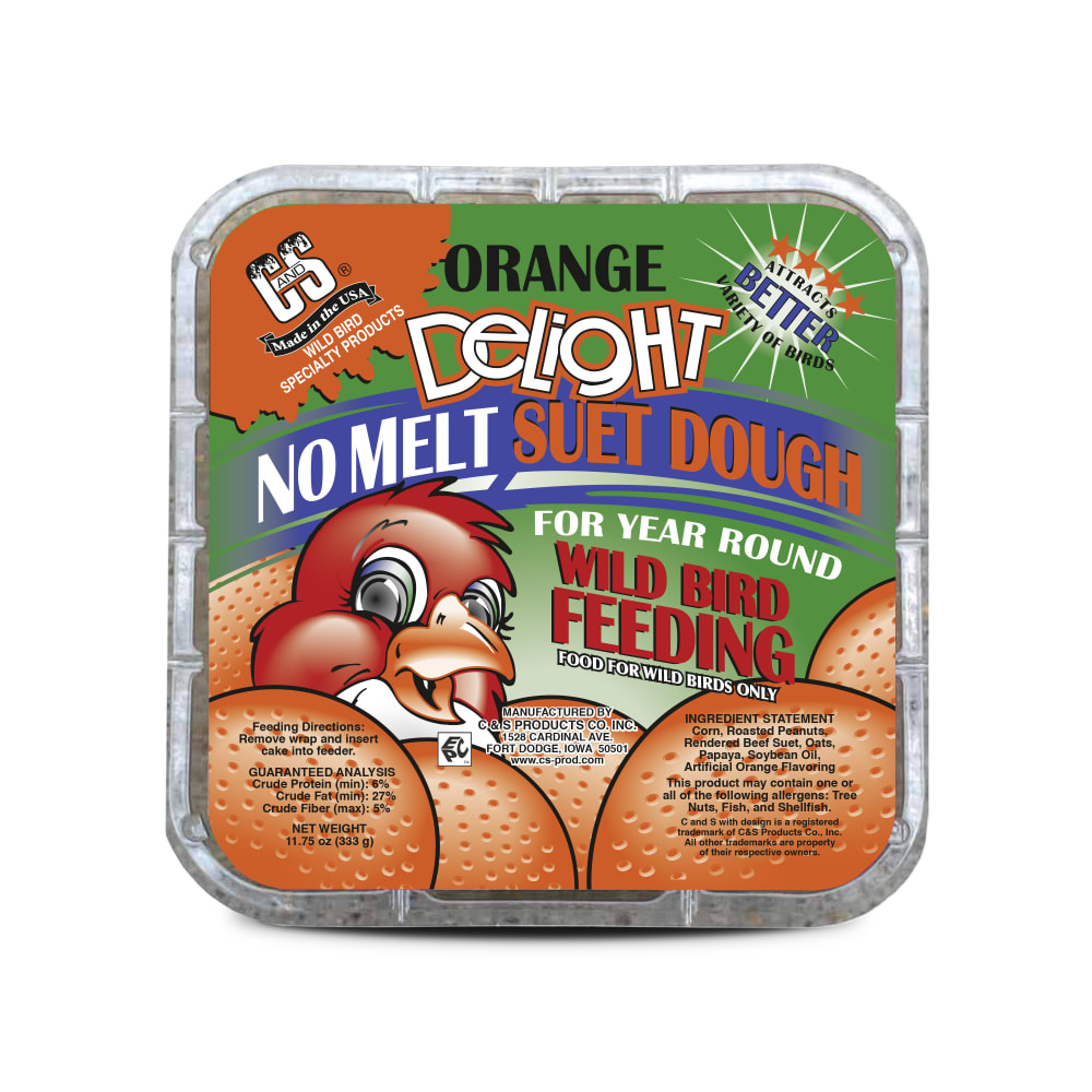Retail packaging for C&S Orange Delight No Melt Suet Dough
