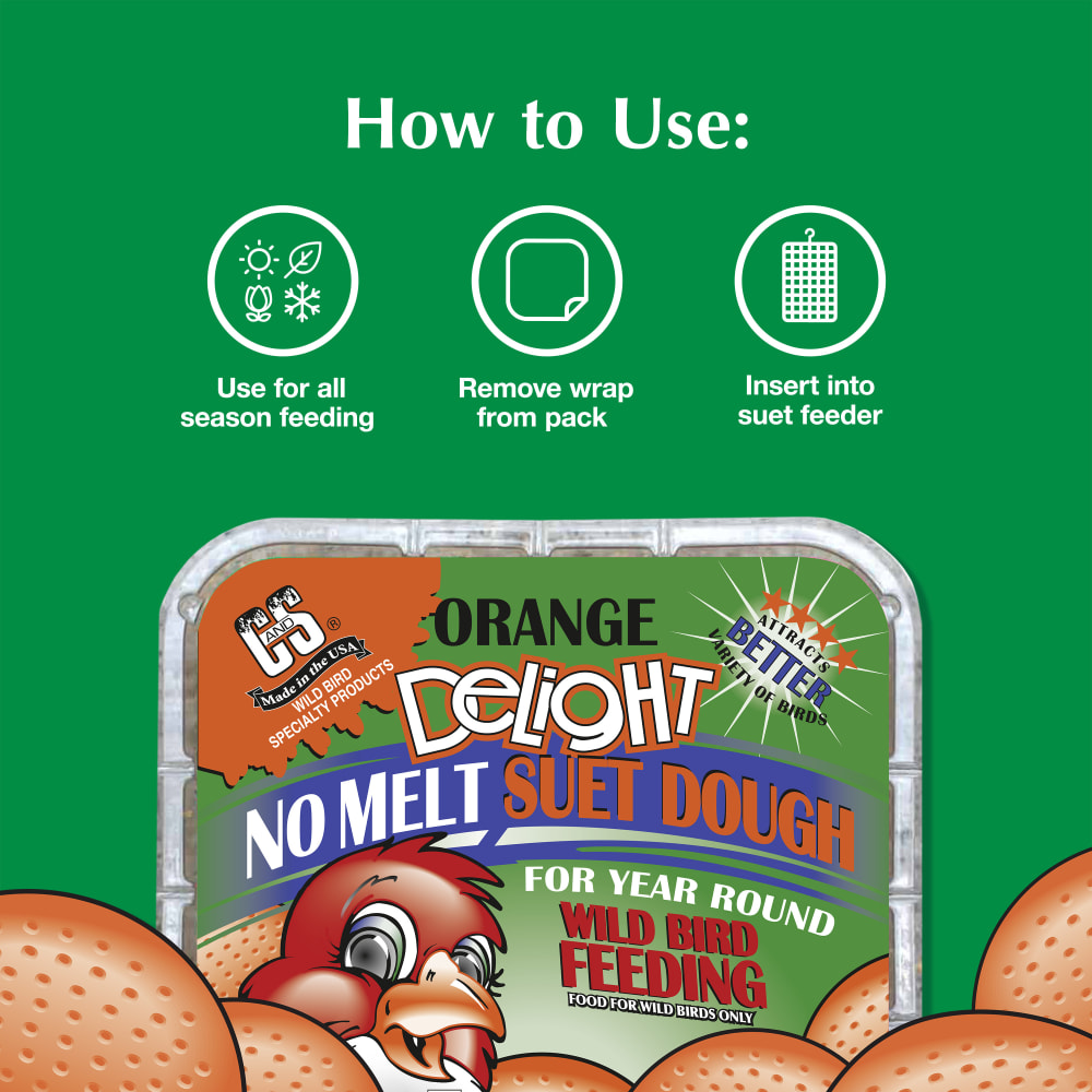 Directions for use for Orange Delight No Melt Suet Dough