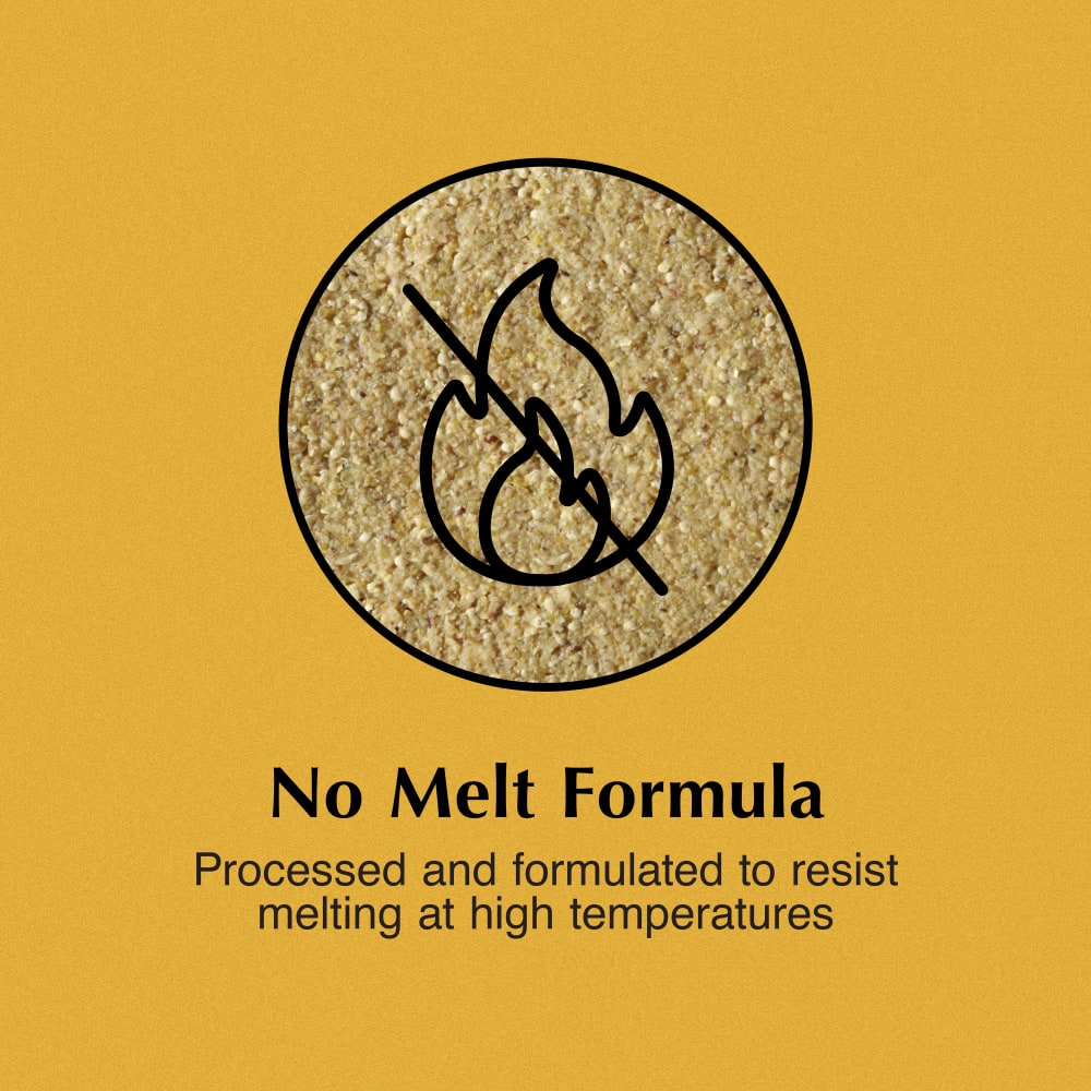 No melt formula processed and formulated to resist melting at high temperatures