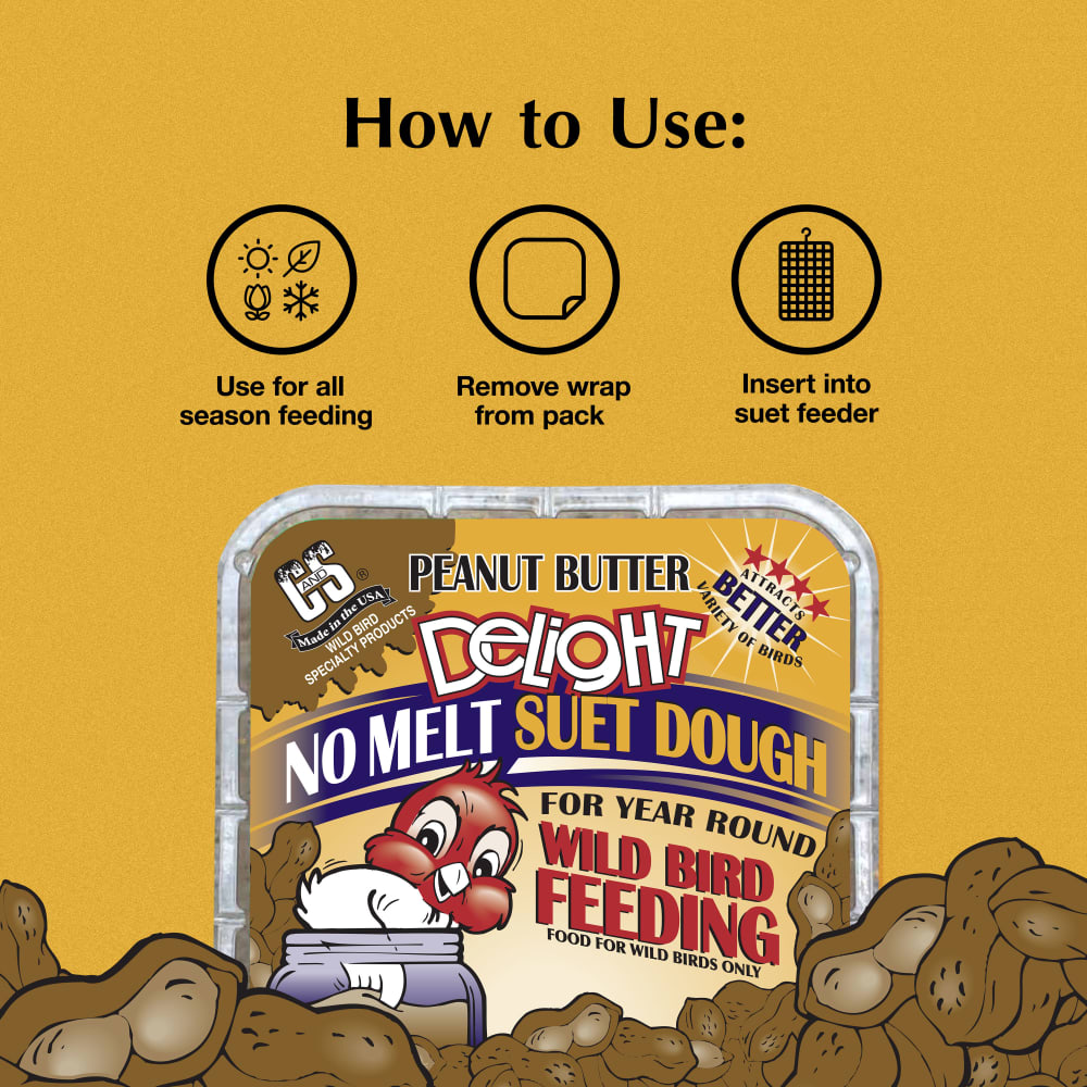 Directions for use for Peanut Butter Delight No Melt Suet Dough