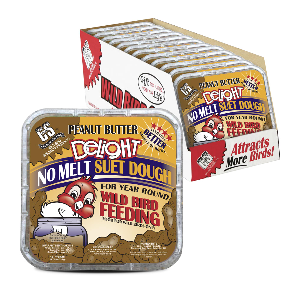 Retail packaging for C&S Peanut Butter Delight No Melt Suet Dough