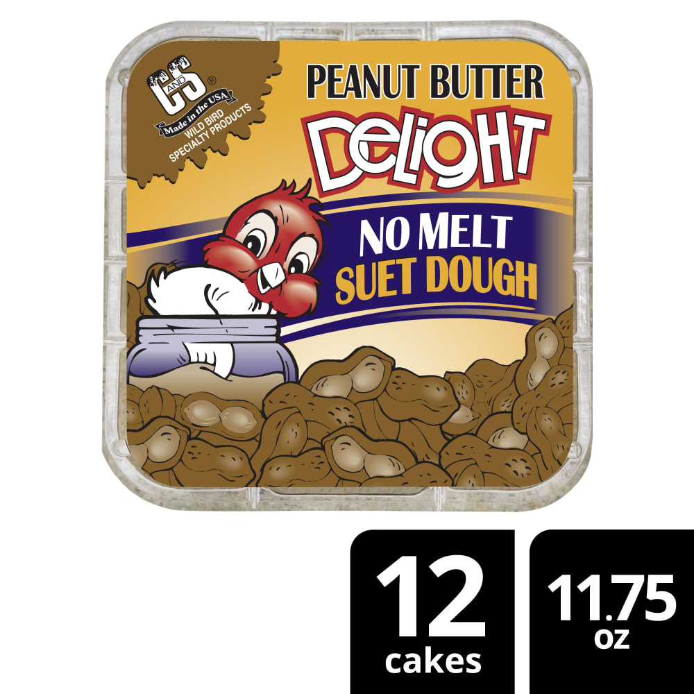 Retail packaging for C&S Peanut Butter Delight No Melt Suet Dough
