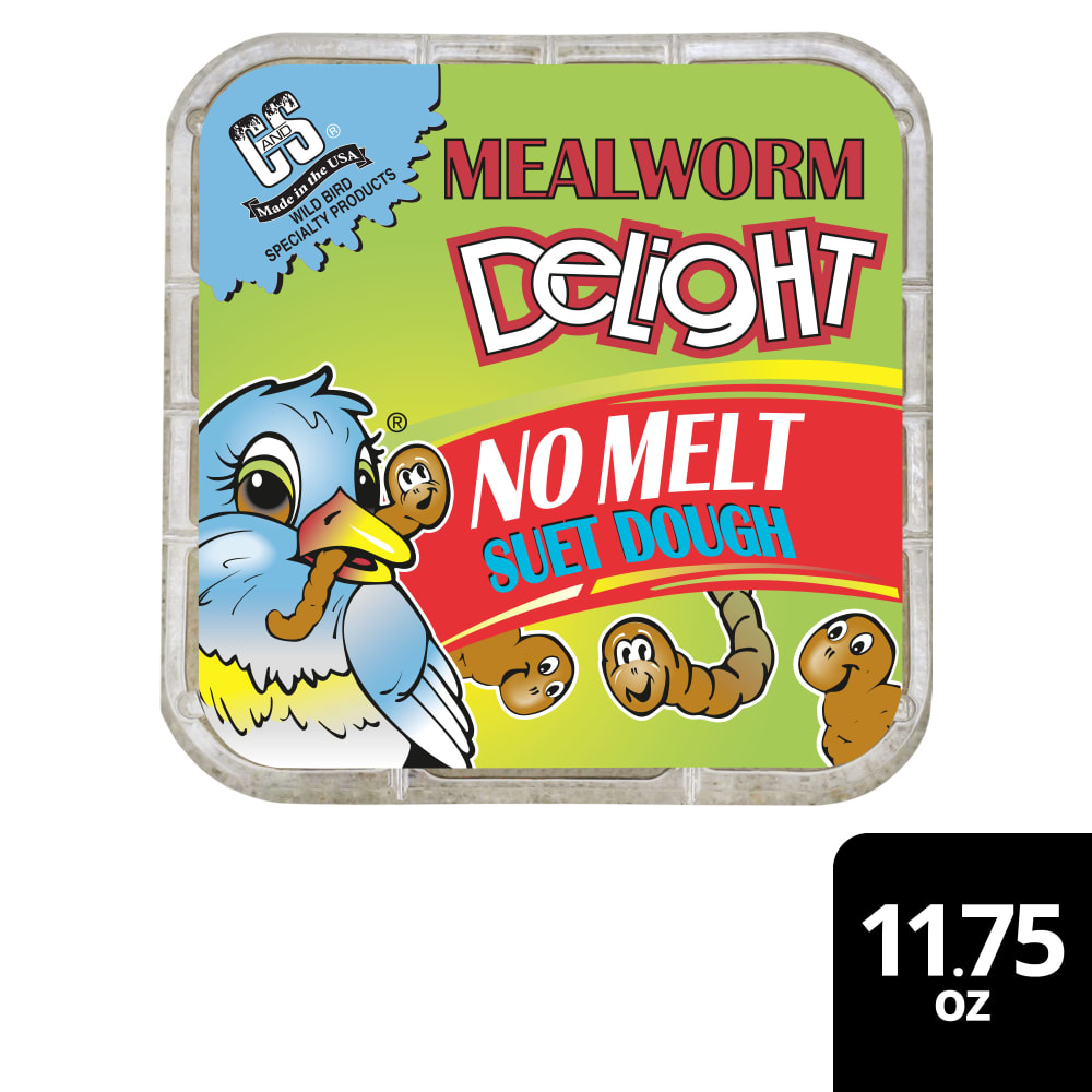 Retail packaging for C&S Mealworm Delight No Melt Suet Dough