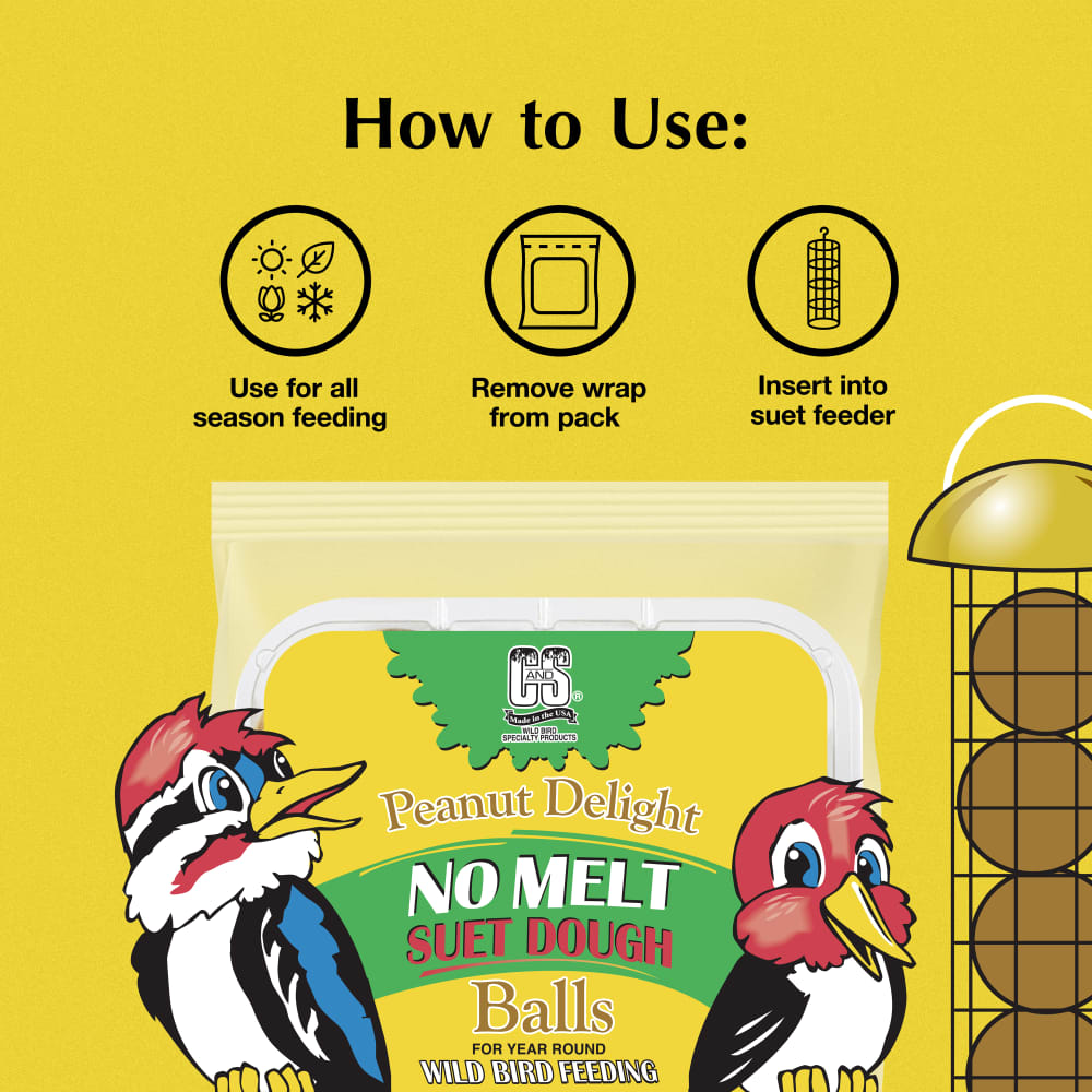 Directions for use for Peanut Delight  No Melt Suet dough balls